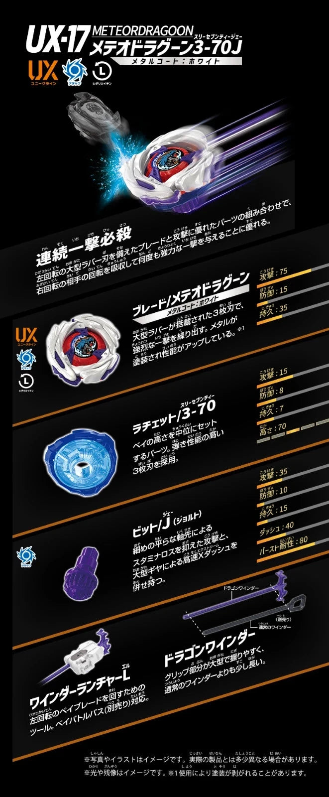 Takara Tomy Beyblade X UX-17 Starter Set: Meteor Dragoon 3-70J